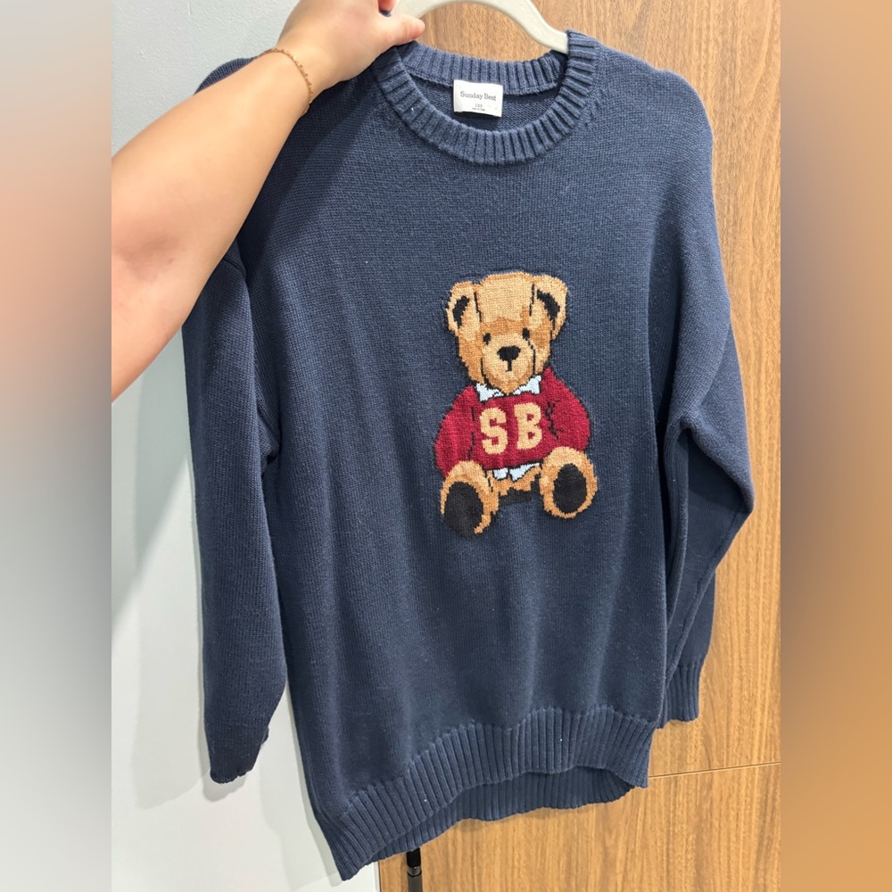 Sunday Best Navy Knit bear sweater